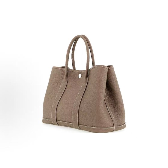 HERMES Garden Party 30 Silver clasp Handbag 30 Women\'s Edition 18 Etoupe Elephant Grey